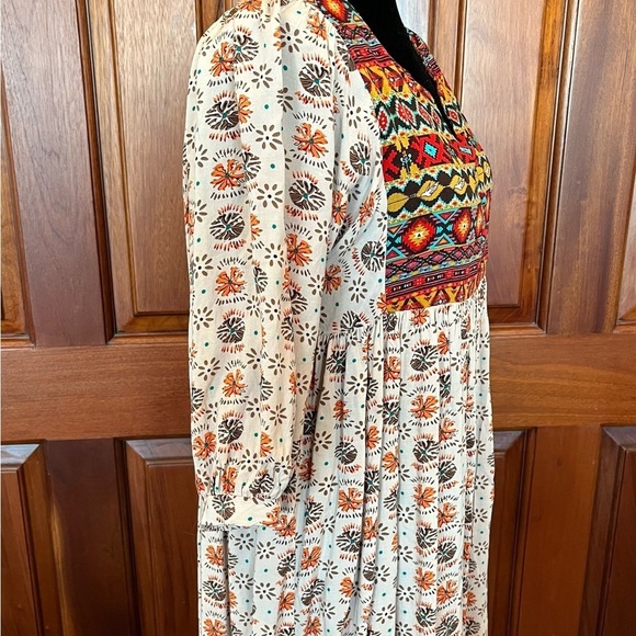 Umgee Aztec Dove Pattern 3/4 Sleeve Tunic Mini Dress Boho Western Rodeo Sz Small - Picture 6 of 12